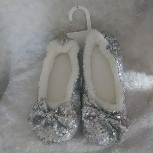 Silver Sequin Slippers